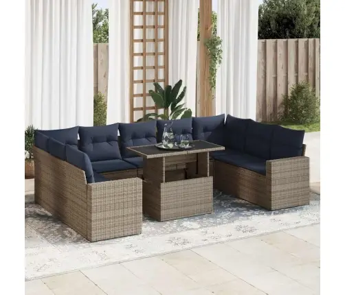 10-Osaline Aiadiivani Komplekt Patjadega, Hall, Rotang/Akaatsia