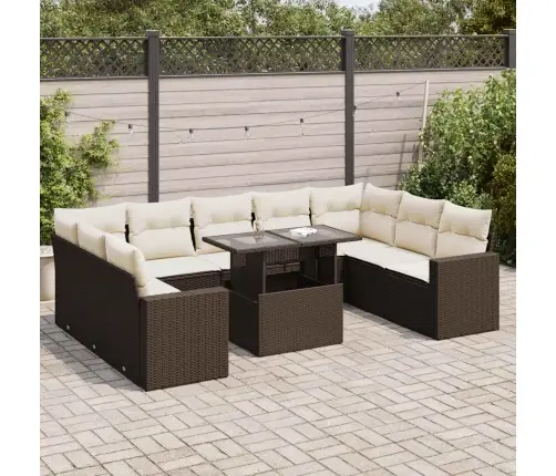 10-Osaline Aiadiivani Komplekt Patjadega, Pruun, Polürotang