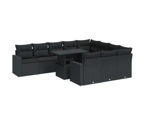11-Daļīgs Dārza Dīvāna Komplekts, Matrači, Melna Pe Rotangpalma Vidaxl