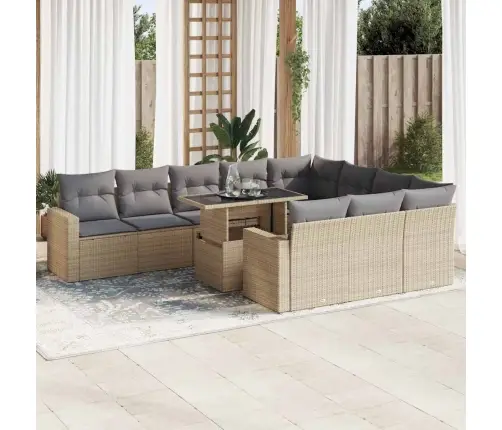 11-Osaline Aiadiivani Komplekt Patjadega, Beež, Polürotang