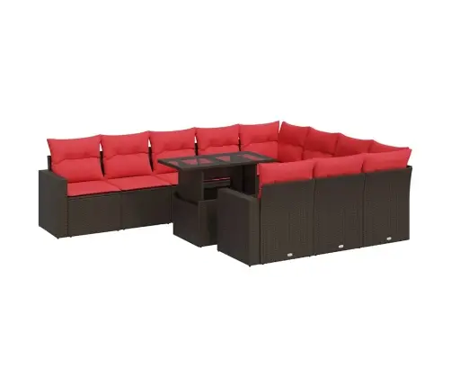 11-Osaline Aiadiivani Komplekt Patjadega, Pruun, Rotang/Akaatsia