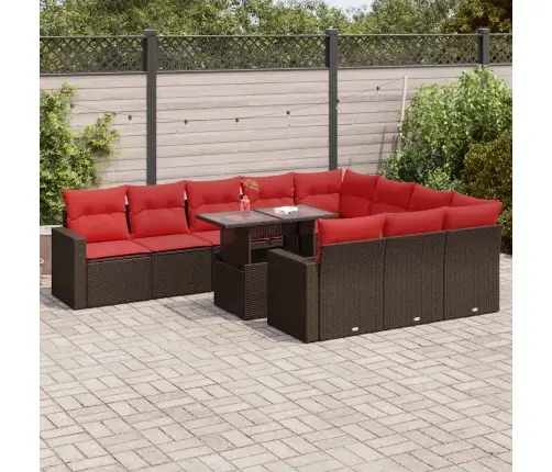 11-Osaline Aiadiivani Komplekt Patjadega, Pruun, Rotang/Akaatsia