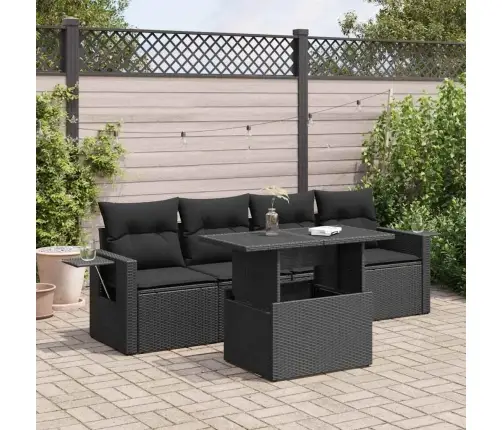 5-Daļīgs Dārza Dīvāna Komplekts Ar Matračiem, Pe Rotangpalma Vidaxl