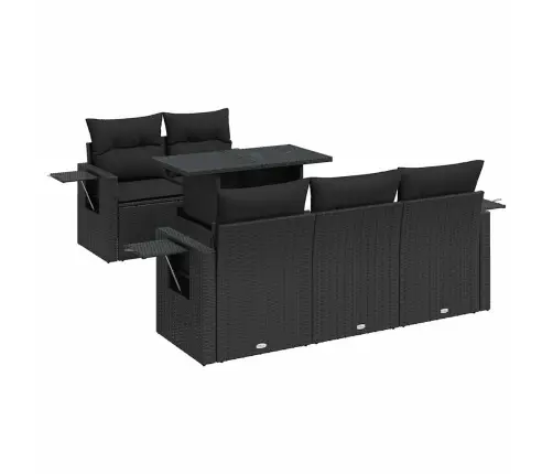 Sofos Komplektas Su Pagalvėlėmis, 6 Dalių, Juodas, Poliratanas