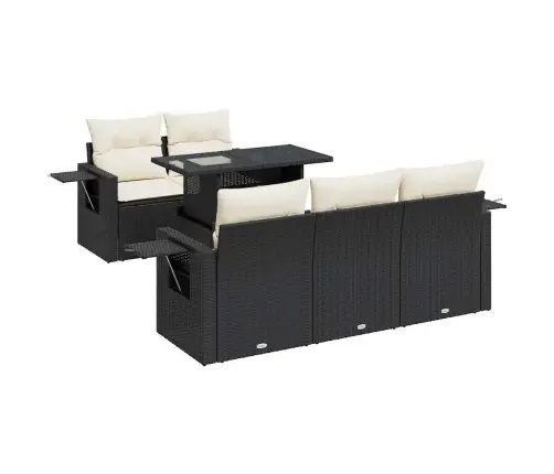 6-Daļīgs Dārza Dīvāna Komplekts, Matrači, Melna Pe Rotanpalma Vidaxl