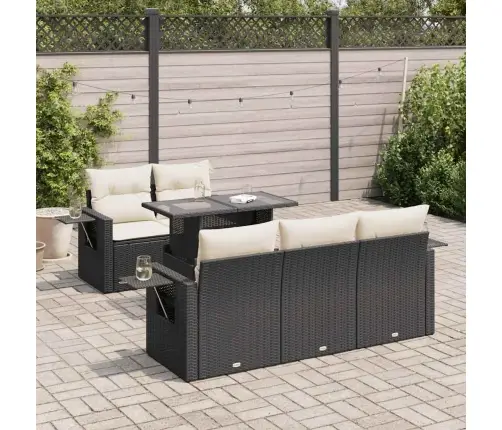 6-Daļīgs Dārza Dīvāna Komplekts, Matrači, Melna Pe Rotanpalma Vidaxl