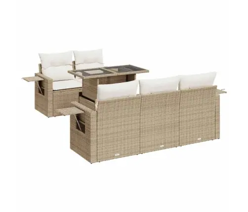 6-Daļīgs Dārza Dīvāna Komplekts, Matrači, Bēša Pe Rotangpalma Vidaxl