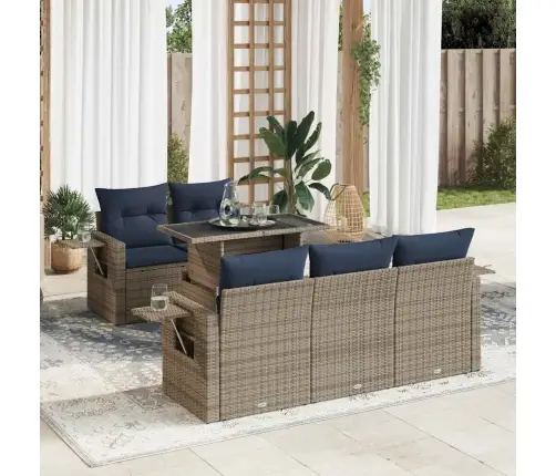 6-Daļīgs Dārza Dīvāna Komplekts, Matrači, Pelēka Pe Rotangpalma Vidaxl