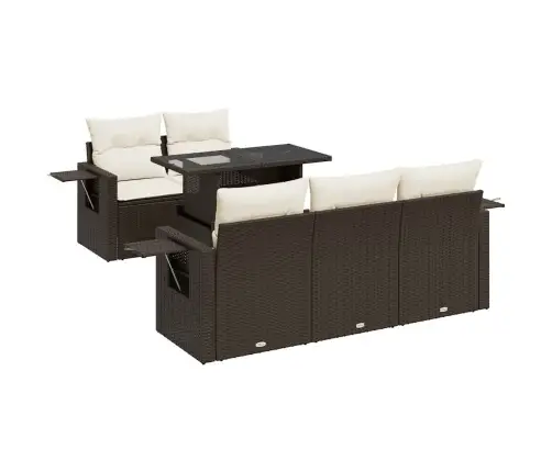 6-Osaline Aiamööblikomplekt Patjadega, Pruun, Polürotang