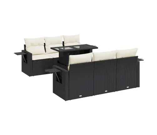 7-Daļīgs Dārza Dīvāna Komplekts Ar Matračiem, Melna Pe Vidaxl