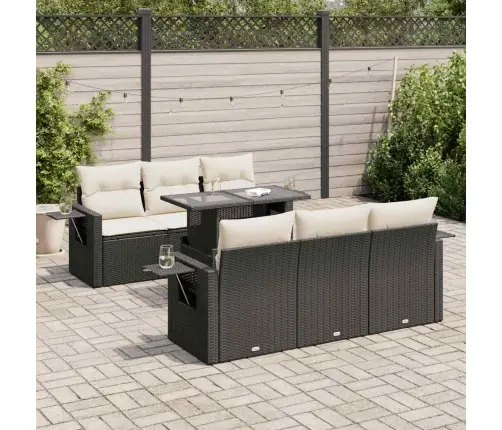 7-Daļīgs Dārza Dīvāna Komplekts Ar Matračiem, Melna Pe Vidaxl