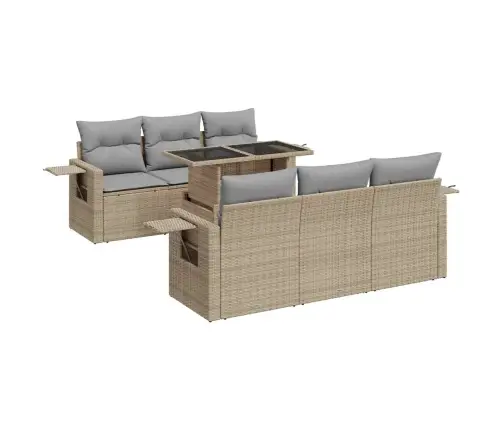 7-Daļīgs Dārza Dīvāna Komplekts, Matrači, Bēša Pe Rotangpalma Vidaxl