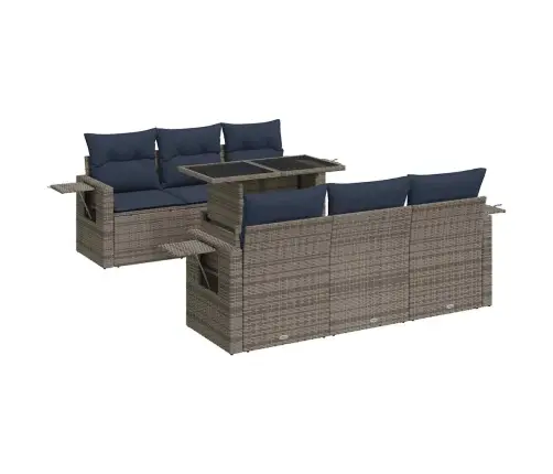 7-Daļīgs Dārza Dīvāna Komplekts, Matrači, Pelēka Pe Rotangpalma Vidaxl