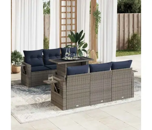 7-Daļīgs Dārza Dīvāna Komplekts, Matrači, Pelēka Pe Rotangpalma Vidaxl