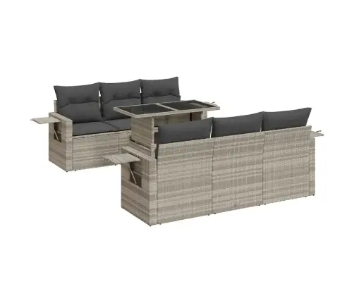 7-Daļīgs Dārza Dīvāna Komplekts,Matrači, Gaiši Pelēka Pe Pinums Vidaxl