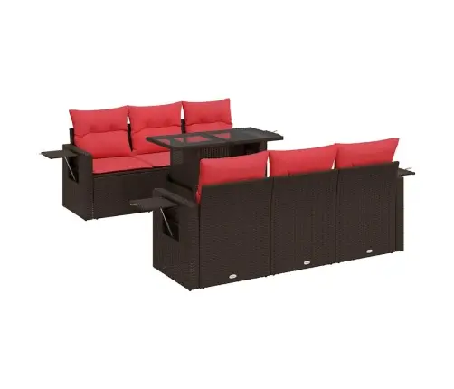 7-Daļīgs Dārza Dīvāna Komplekts, Matrači, Brūna Pe Rotangpalma Vidaxl