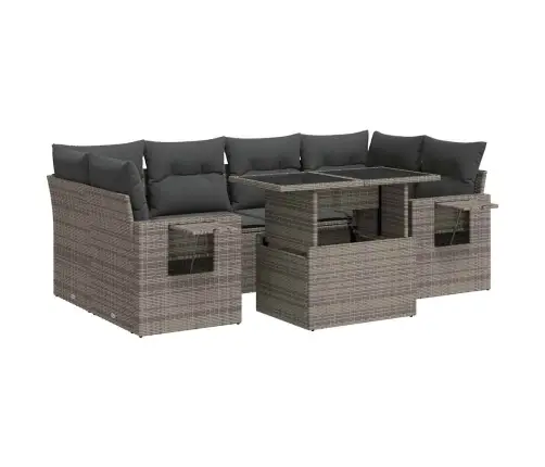 Sofos Komplektas Su Pagalvėlėmis, 7 Dalių, Pilkas, Poliratanas