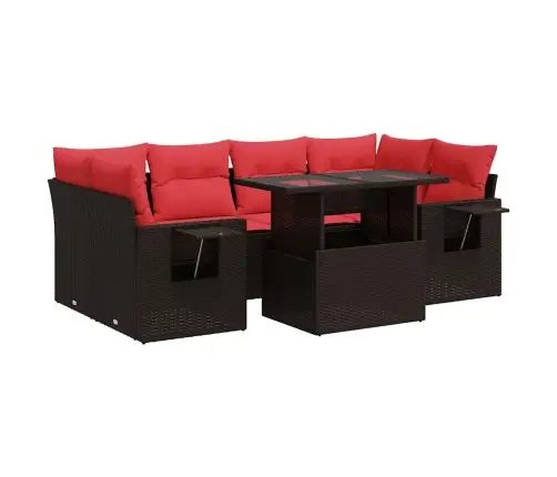 7-Osaline Aiadiivani Komplekt Patjadega, Pruun, Rotang/Akaatsia