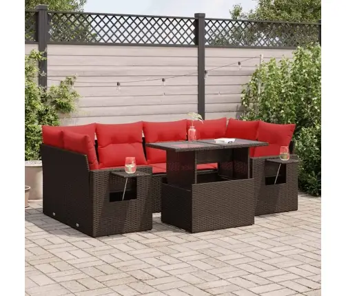 7-Osaline Aiadiivani Komplekt Patjadega, Pruun, Rotang/Akaatsia