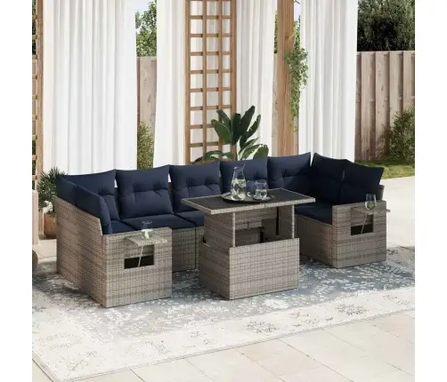 Sodo Komplektas Su Pagalvėlėmis, 8 Dalių, Poliratanas/Akacija