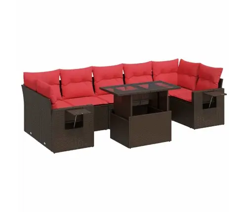 8-Osaline Aiadiivani Komplekt Patjadega, Pruun, Rotang/Akaatsia