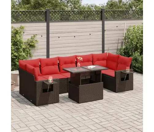 8-Osaline Aiadiivani Komplekt Patjadega, Pruun, Rotang/Akaatsia