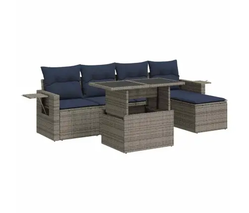 6-Daļīgs Dārza Dīvāna Komplekts, Matrači, Pelēka Pe Rotangpalma Vidaxl