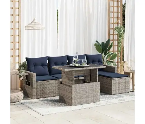 6-Daļīgs Dārza Dīvāna Komplekts, Matrači, Pelēka Pe Rotangpalma Vidaxl