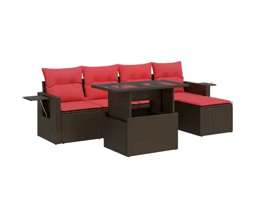 6-Osaline Aiadiivani Komplekt Patjadega, Pruun, Rotang/Akaatsia