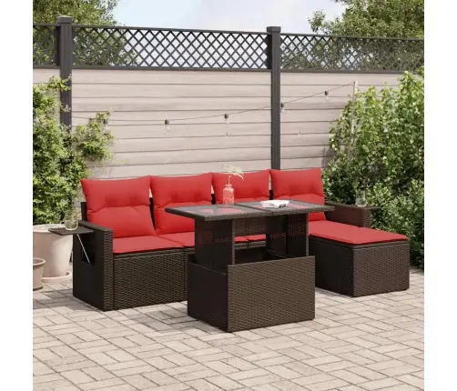 6-Osaline Aiadiivani Komplekt Patjadega, Pruun, Rotang/Akaatsia