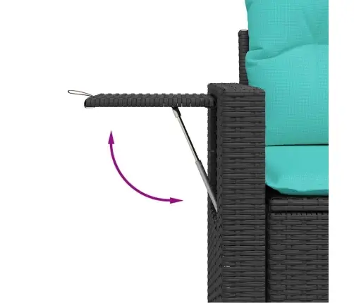 6-Osaline Aiadiivani Komplekt Patjadega, Must, Rotang/Akaatsia