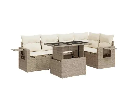 Sofos Komplektas Su Pagalvėlėmis, 6 Dalių, Smėlio, Poliratanas