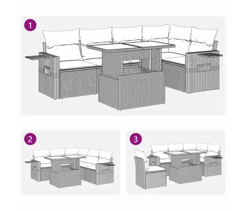 6-Osaline Aiadiivani Komplekt Patjadega, Beež, Polürotang