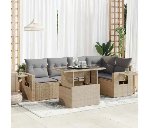 6-Osaline Aiadiivani Komplekt Patjadega, Beež, Polürotang