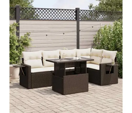 6-Daļīgs Dārza Dīvānu Komplekts, Matrači, Brūna Pe Rotangpalma Vidaxl