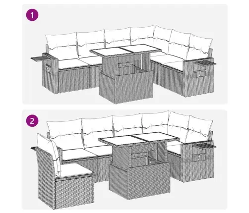 Sodo Komplektas Su Pagalvėlėmis, 7 Dalių, Poliratanas
