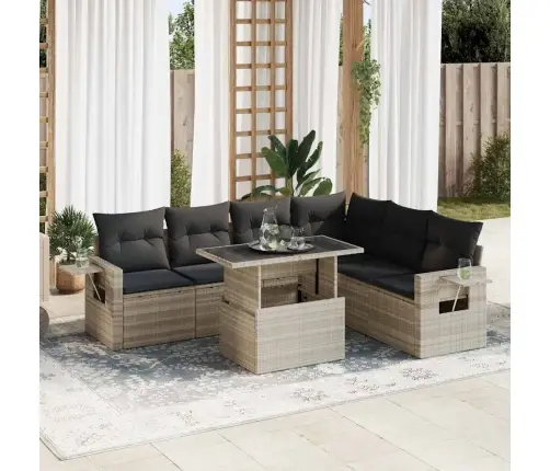 7-Daļīgs Dārza Dīvāna Komplekts,Matrači, Gaiši Pelēka Pe Pinums Vidaxl 7-Daļīgs Dārza Dīvāna Komplekts,Matrači, Gaiši Pelēka Pe Pinums Vidaxl