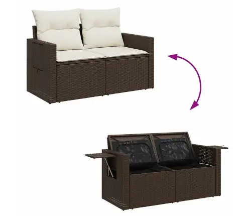 7-Daļīgs Dārza Dīvānu Komplekts, Matrači, Brūna Pe Rotangpalma Vidaxl