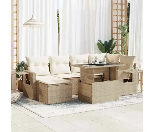 7-Osaline Aiadiivani Komplekt Patjadega, Beež, Polürotang