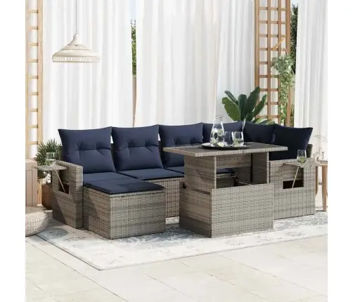 Sodo Komplektas Su Pagalvėlėmis, 7 Dalių, Poliratanas/Akacija