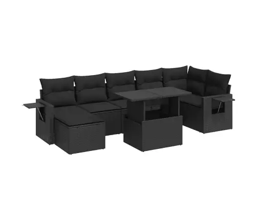 8-Daļīgs Dārza Dīvāna Komplekts, Matrači, Melna Pe Rotangpalma Vidaxl