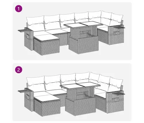 Sodo Komplektas Su Pagalvėlėmis, 8 Dalių, Pilkas, Poliratanas
