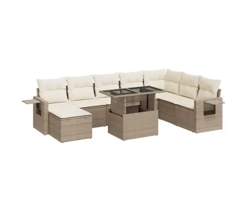 9-Osaline Aiadiivani Komplekt Patjadega, Beež, Polürotang