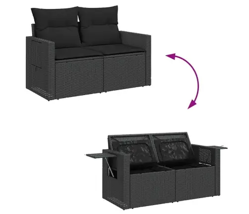 10-Osaline Aiadiivani Komplekt Patjadega, Must, Polürotang