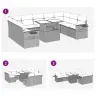 10-Daļīgs Dārza Dīvāna Komplekts Ar Matračiem, Pelēks Pe Pinums Vidaxl