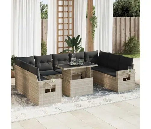 10-Osaline Aiadiivani Komplekt Patjadega, Helehall, Polürotang