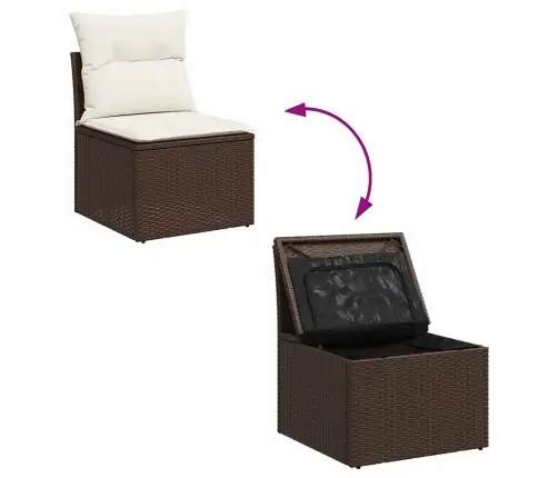 10-Daļīgs Dārza Dīvāna Komplekts, Matrači, Brūna Pe Rotangpalma Vidaxl