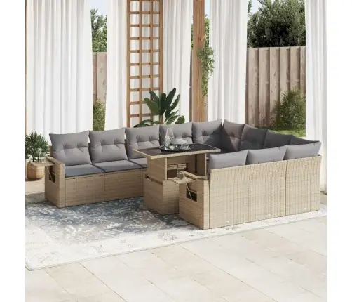 11-Osaline Aiadiivani Komplekt Patjadega, Beež, Polürotang