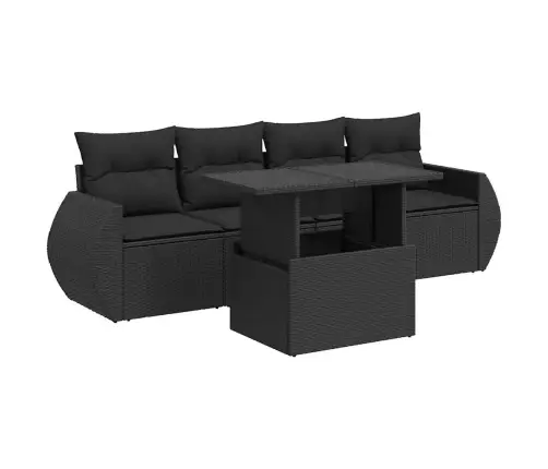 5-Osaline Aiadiivanikomplekt Patjadega, Must, Polürotang