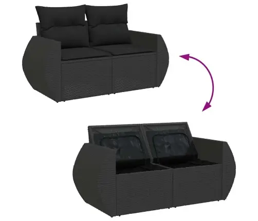 5-Osaline Aiadiivanikomplekt Patjadega, Must, Polürotang